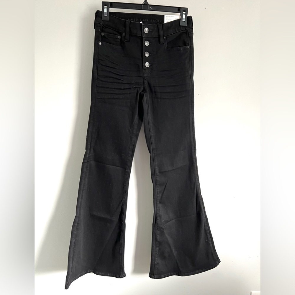 🌟AMERICAN EAGLE Ne(x)t Level Festival Flare Jean-Black-Size 4 & 6 - Picture 5 of 6